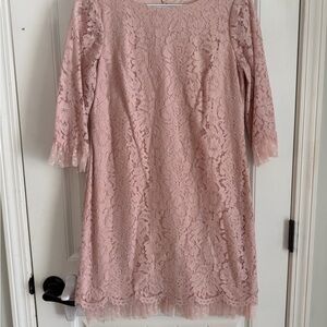 Vince Camuto Blush Lace Long Sleeve Dress